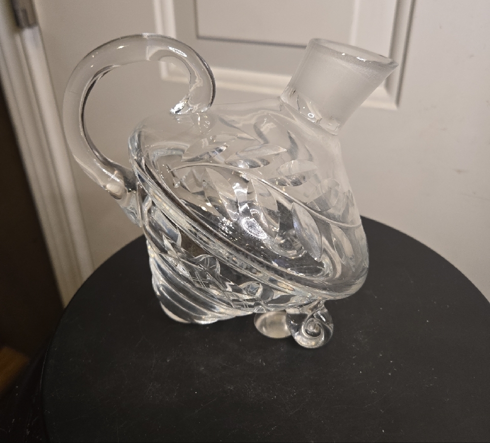 Vtg Hand Cut Genuine Lead Crystal Glass Decanter w Handle Made Germany - Picture 4 of 10